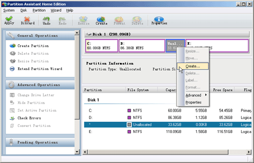 Make Partition In a Unallocated Space