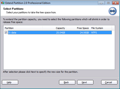 Select Shrink to Partition