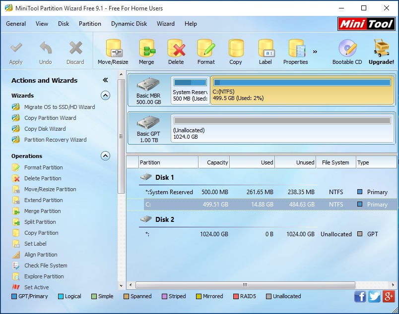 shrink partition using minitool partition wizard 1