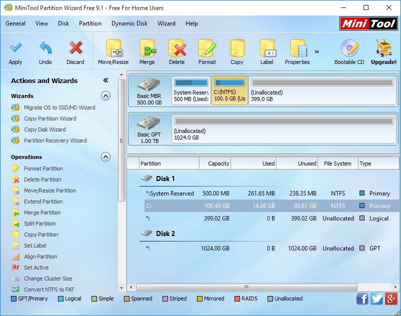 shrink partition using minitool partition wizard 3