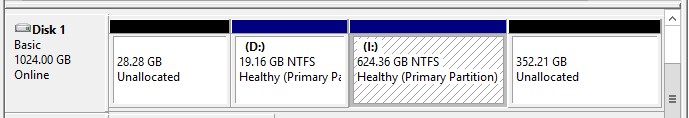 merge 2 unallocated spaces to one 1