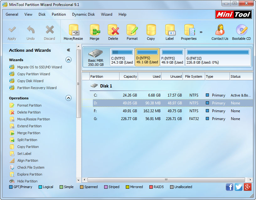 minitool partition wizard main interface