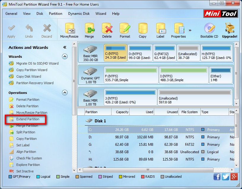 merge partitions in windows using minitool partition wizard 1