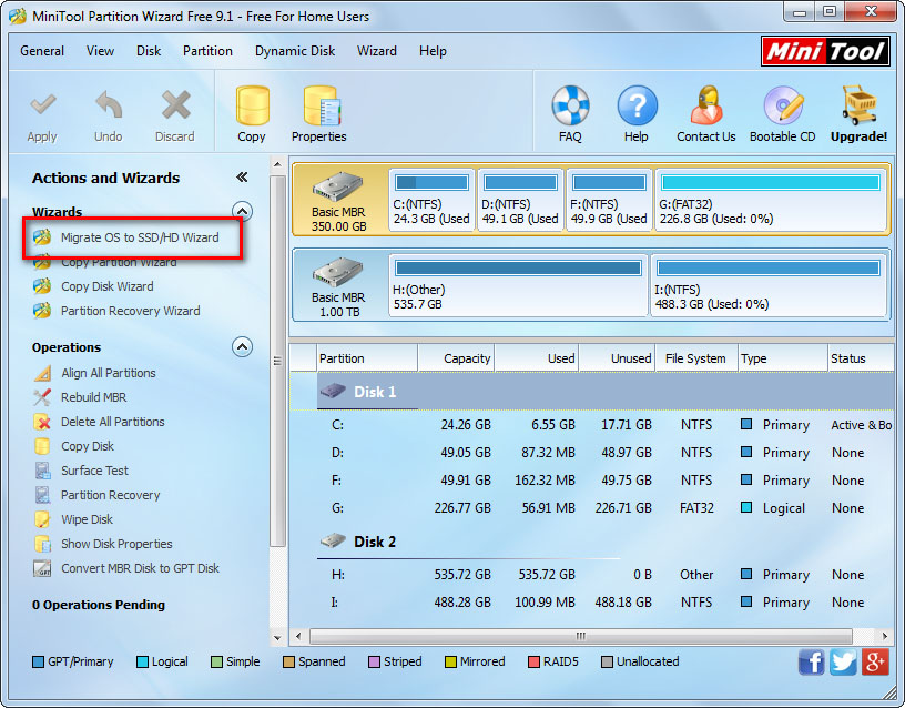 migrate windows to ssd select the correct function