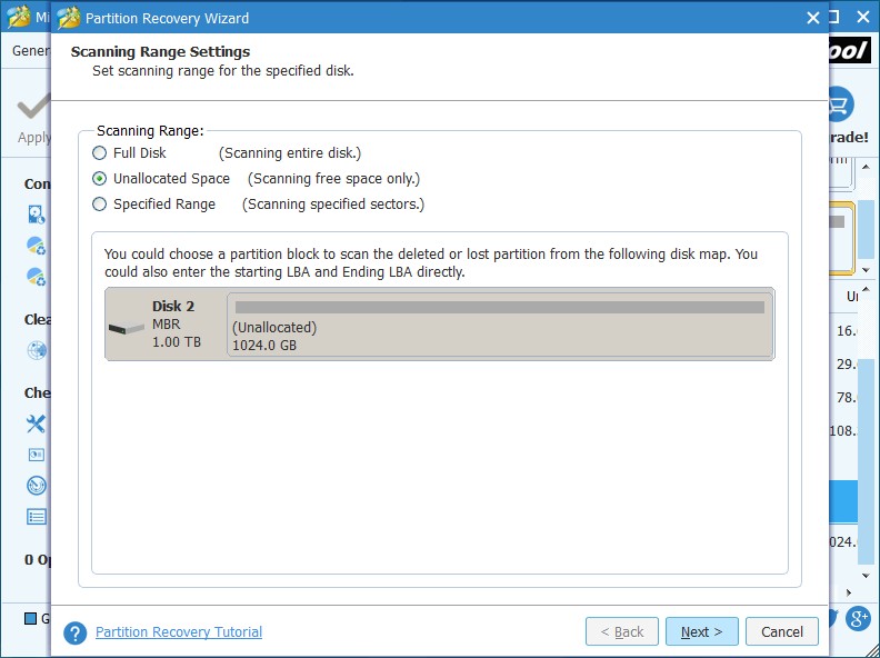recover partition and files after diskpart clean set scanning range