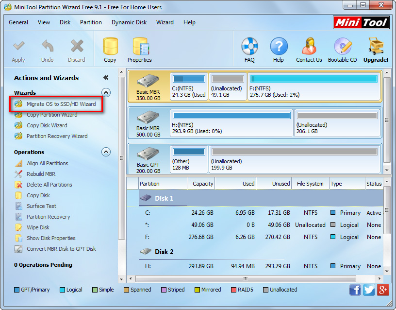 transfer windows 7 to new disk choose correct function