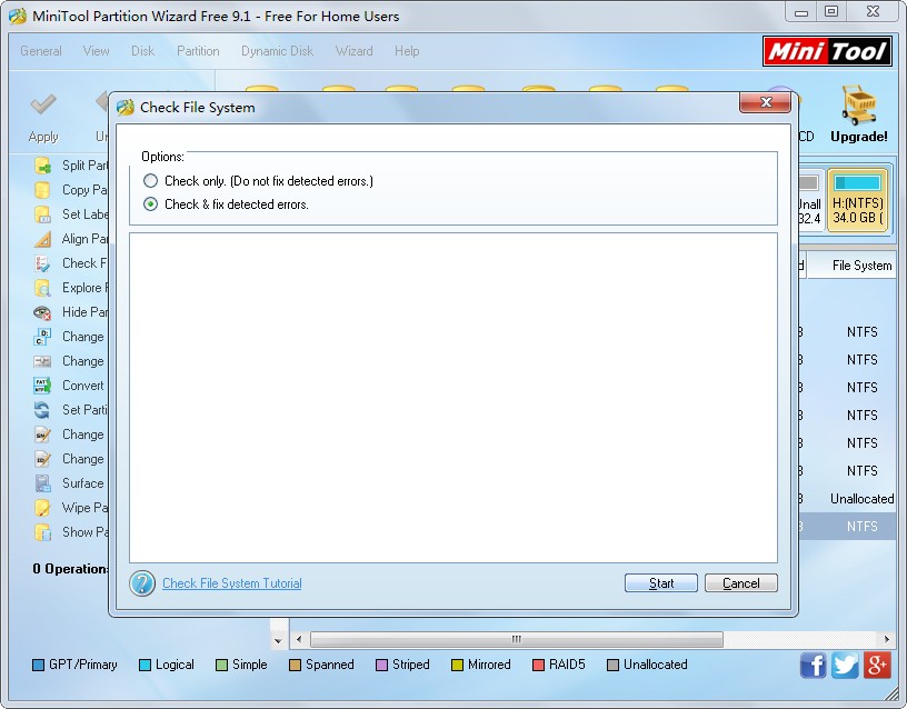 check file system in partition wizard