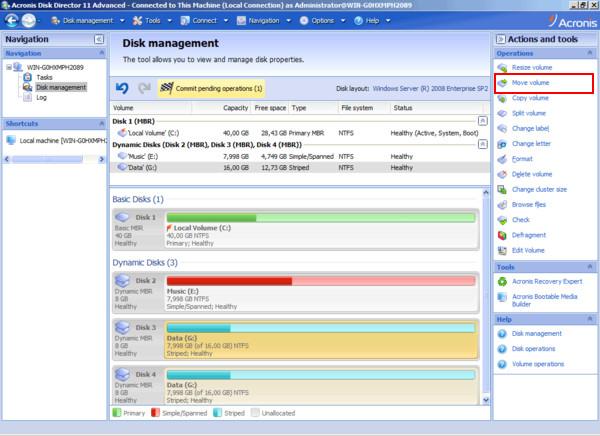 acronis true image manager disk space